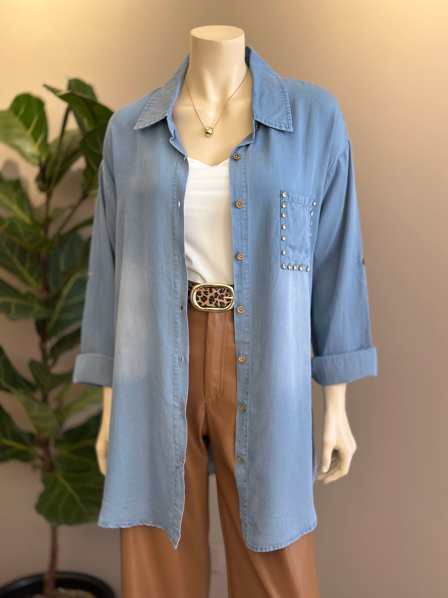 Blusón Mezclilla Celeste - Diseño Italiano