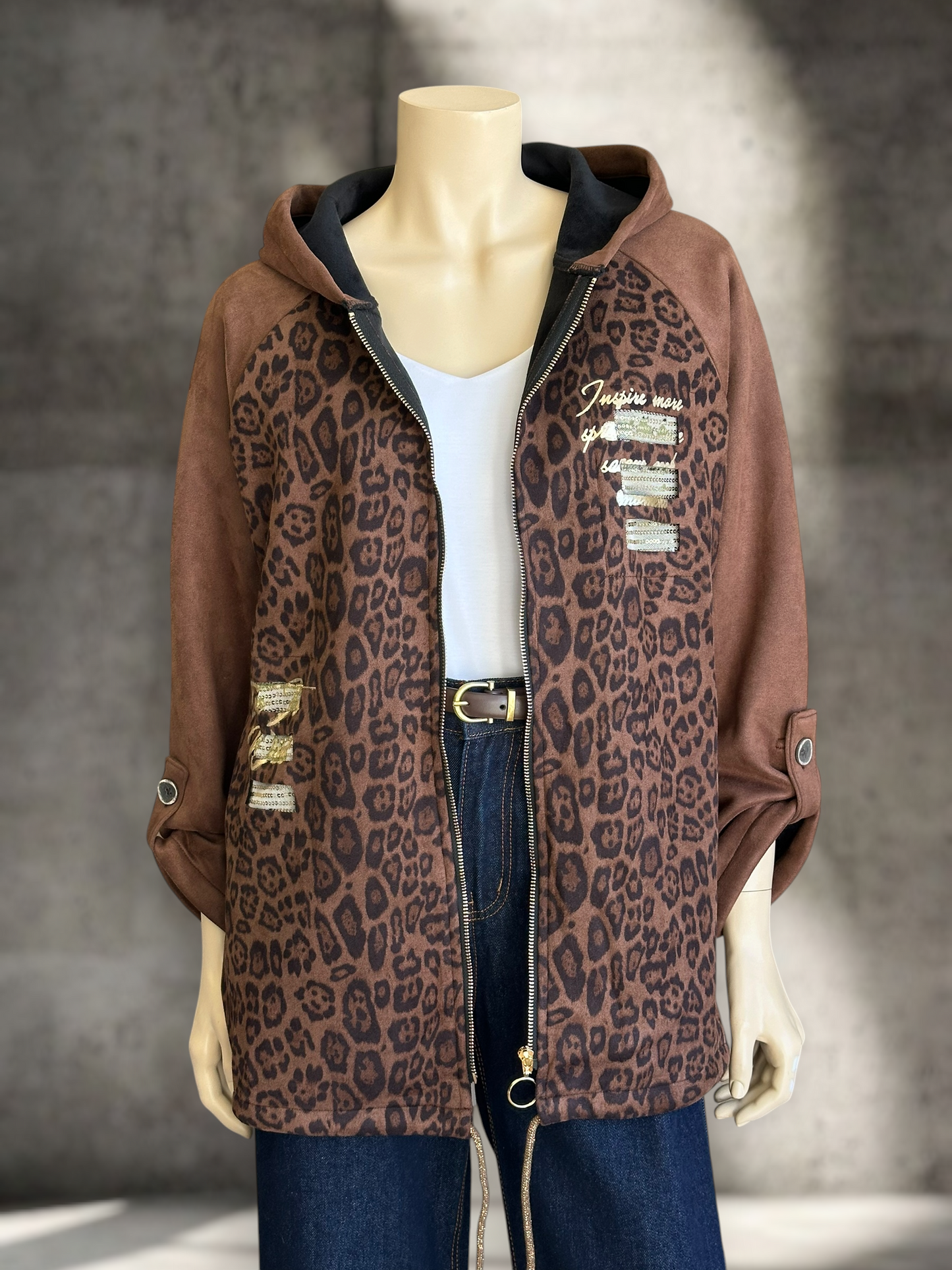 Chaqueta Suede Leopard Chocolate