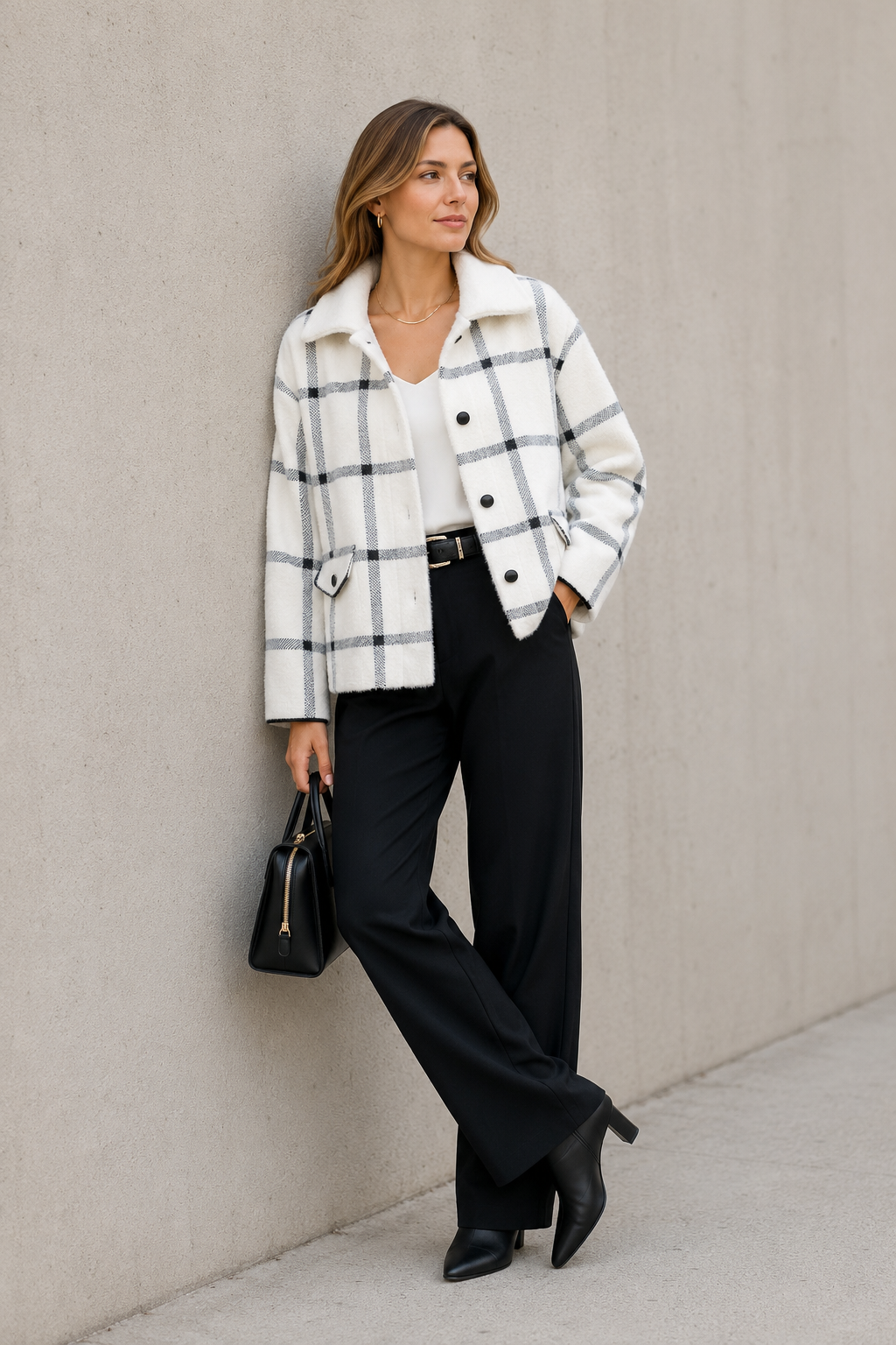 Chaqueta Escocesa Soft Marfil