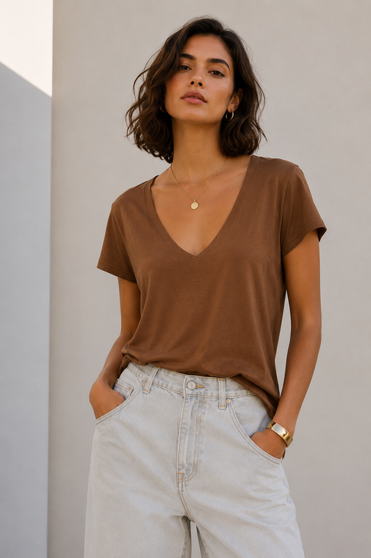 Polera Elastano Camel