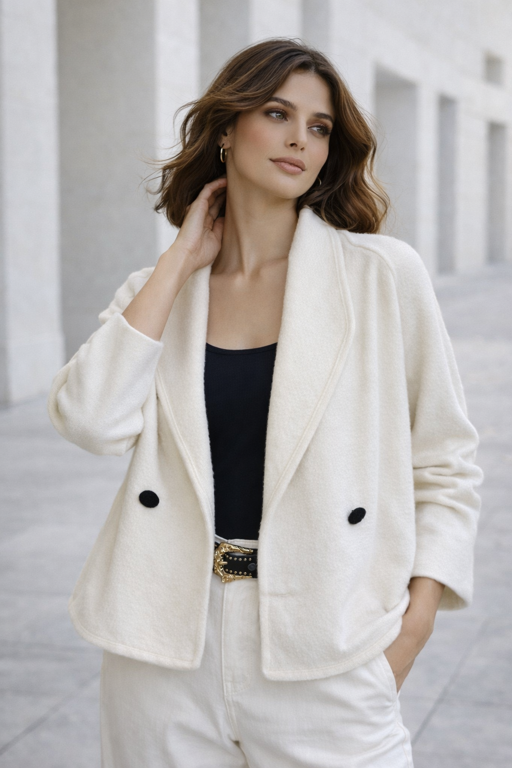 Chaqueta Siena Paño Elasticado Crudo