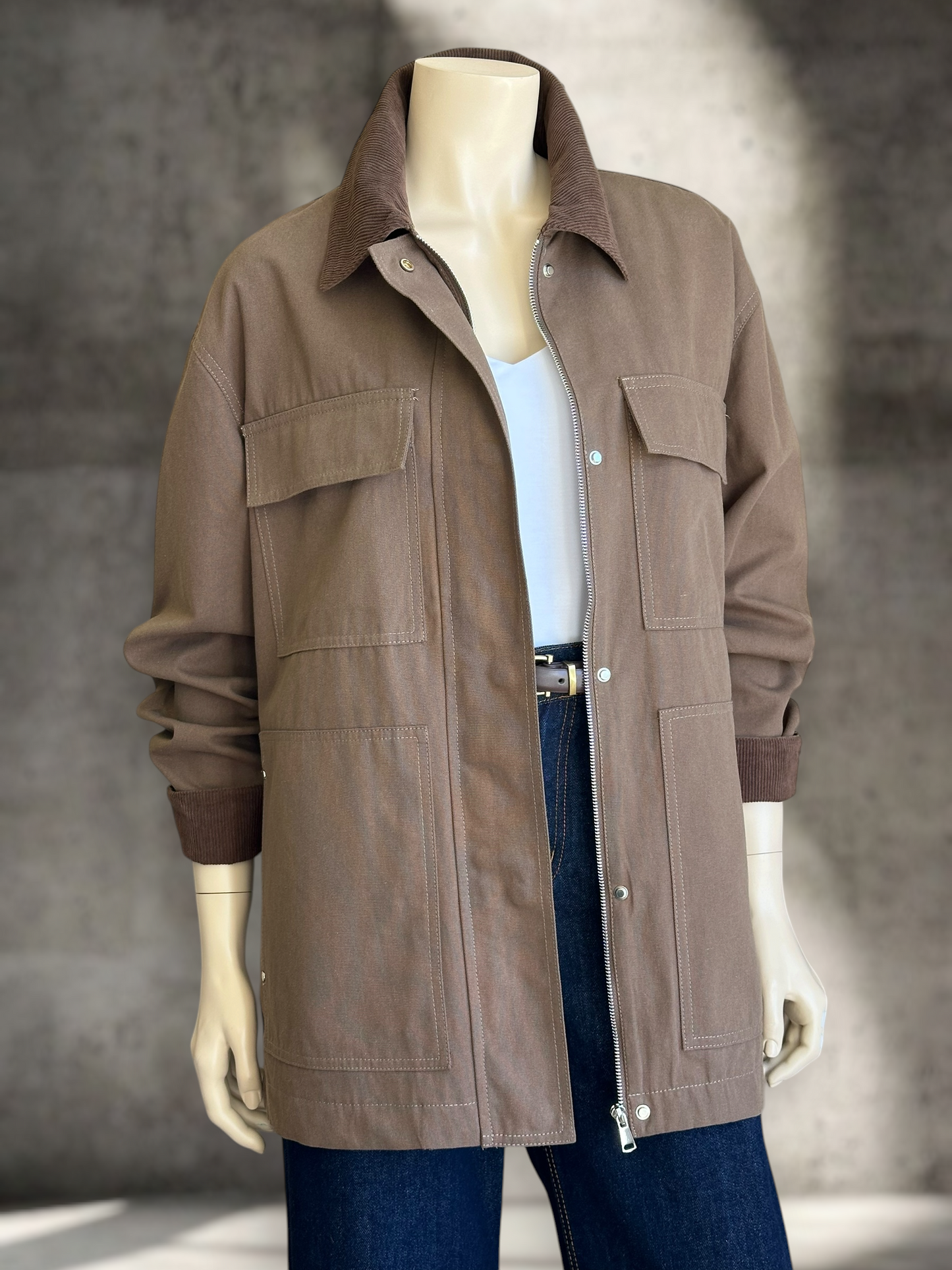 Chaqueta Torino Gabardina Café Tabaco