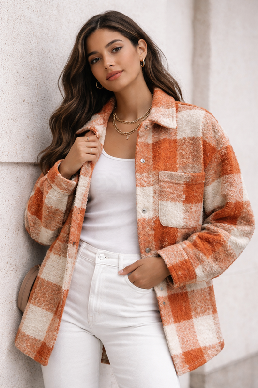 Chaqueta Sobrecamisa Torino Bouclé Naranjo