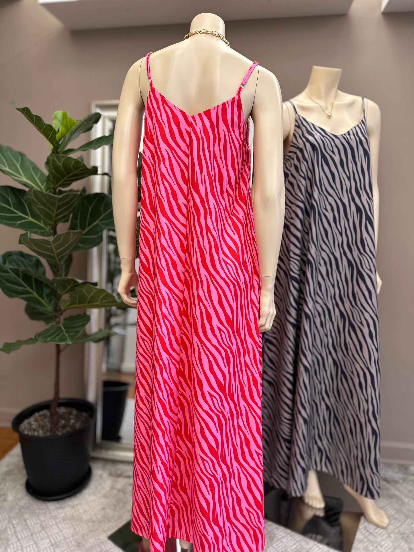Maxi Vestido Animal Print Rojo Mix