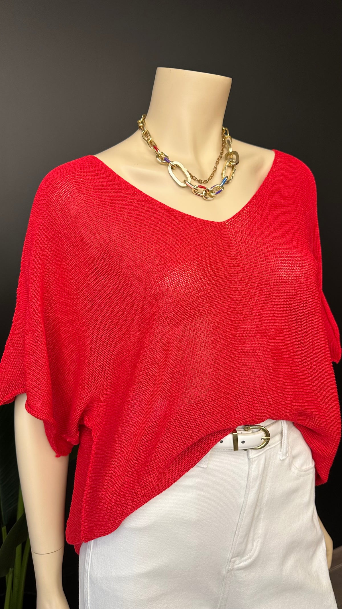 Tejido Hilo Italiano Oversize Rojo