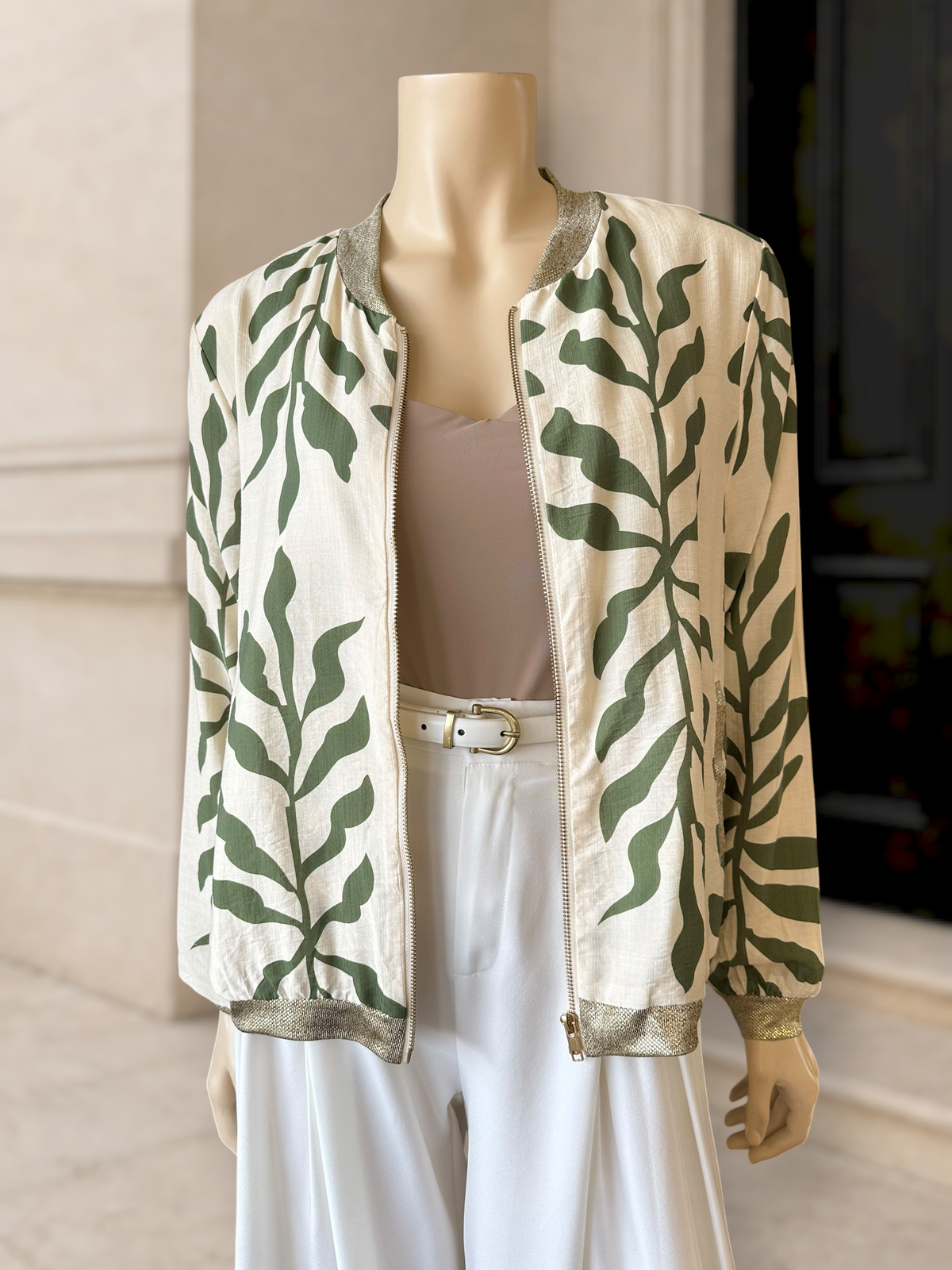 Bomber Estampado Botánico Verde