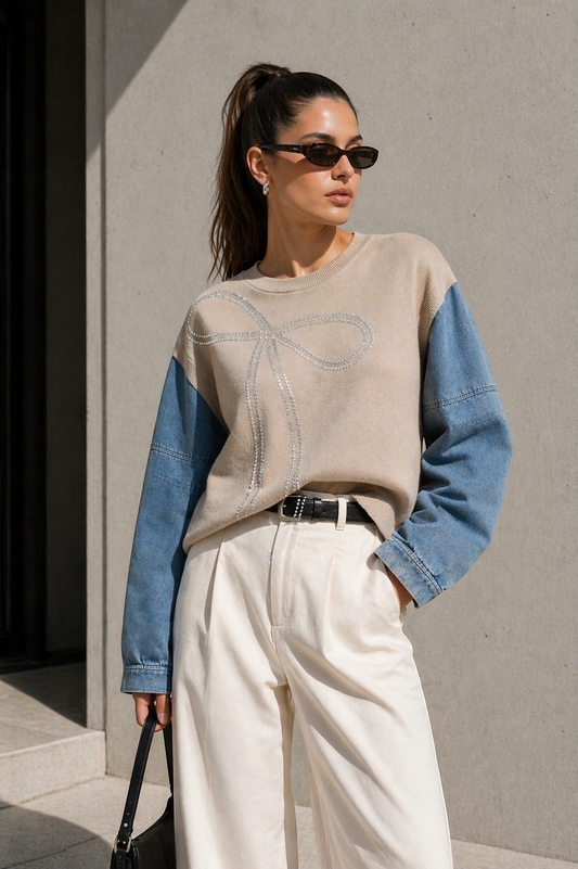 Sweater Bow Beige