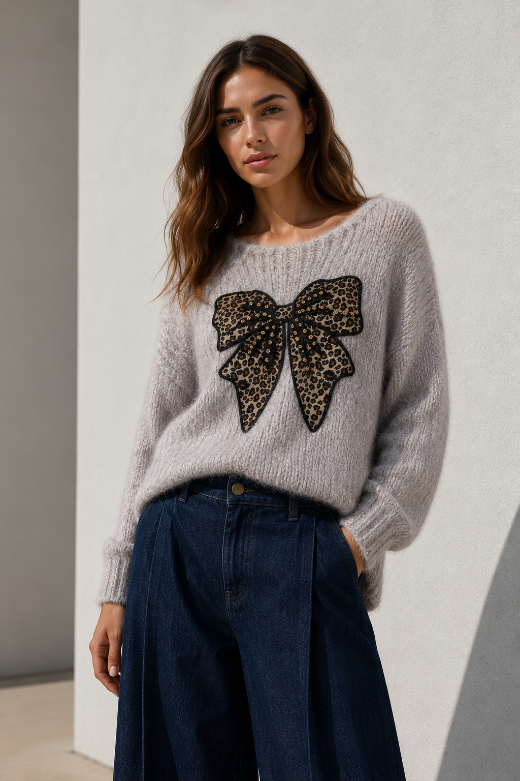 Sweater Lazo Animal Print Latte