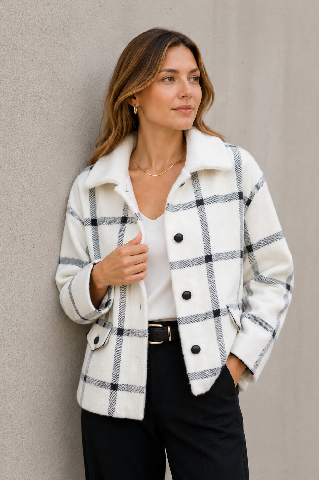 Chaqueta Escocesa Soft Marfil