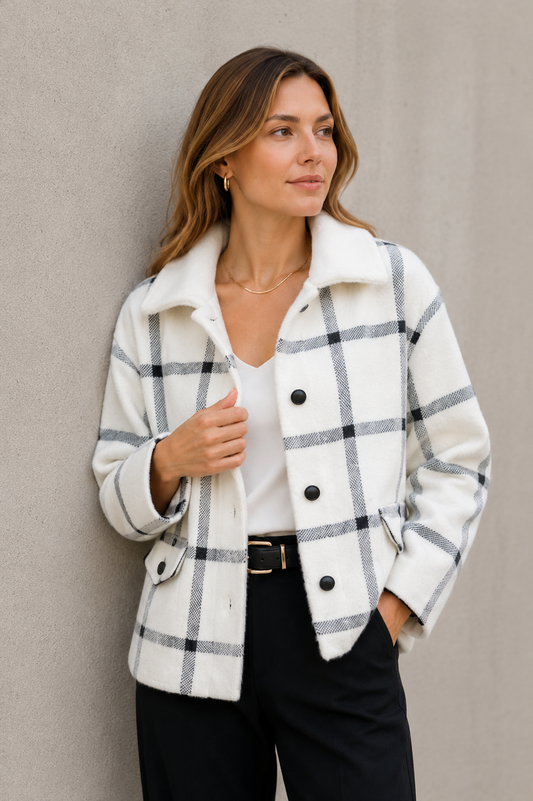 Chaqueta Escocesa Soft Marfil