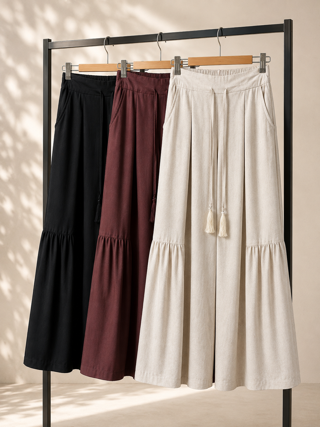 Pantalón Símil Lino Café