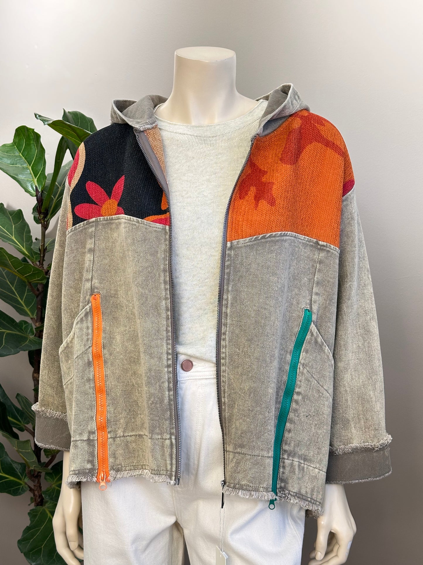 Chaqueta Oversize Mezclilla Combinada Arena