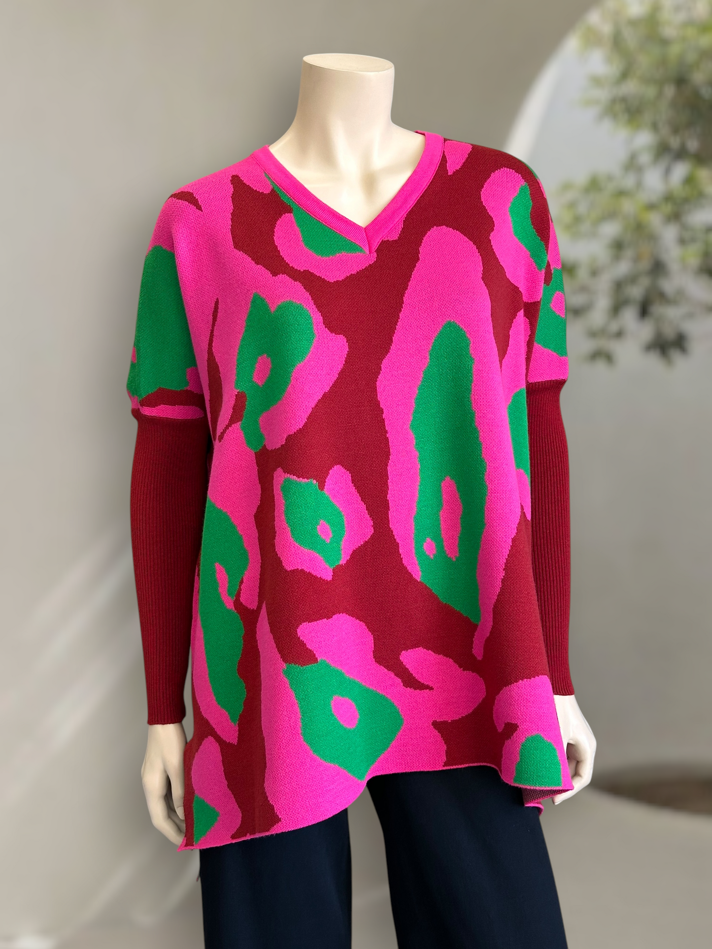 Sweater Poncho Neón Wild Rojo