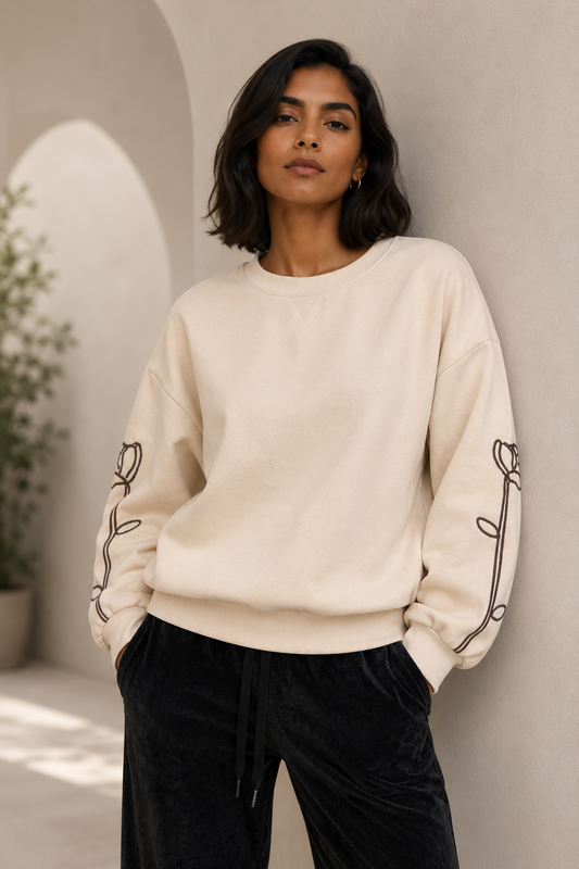 Polerón Bordado Beige