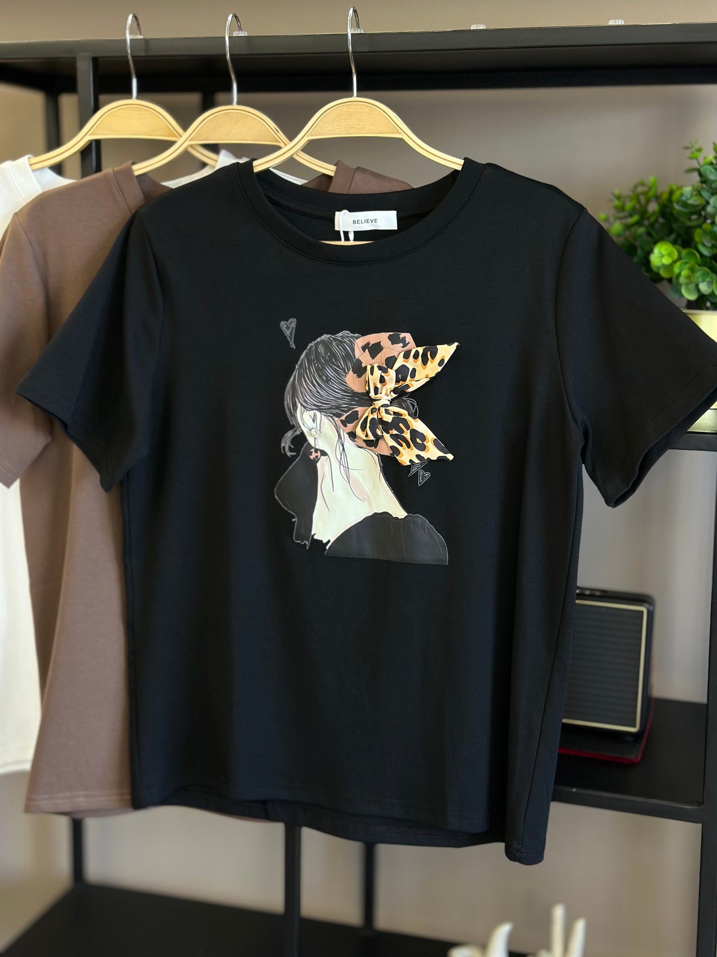 Polera Leopard Bow Negro