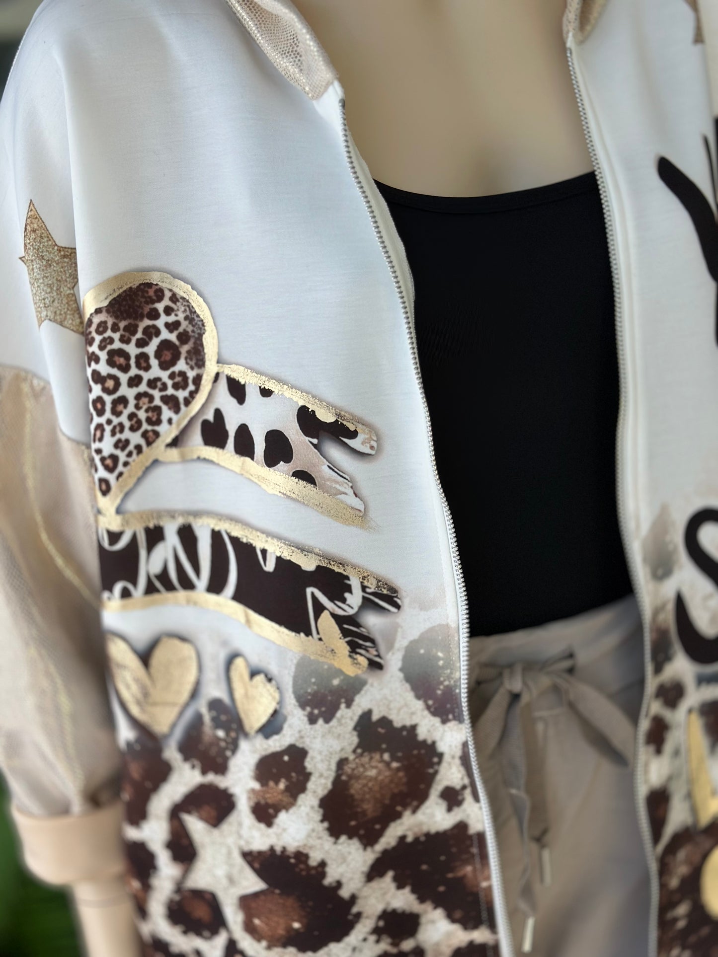 Chaqueta Print Scuba Love - Crudo