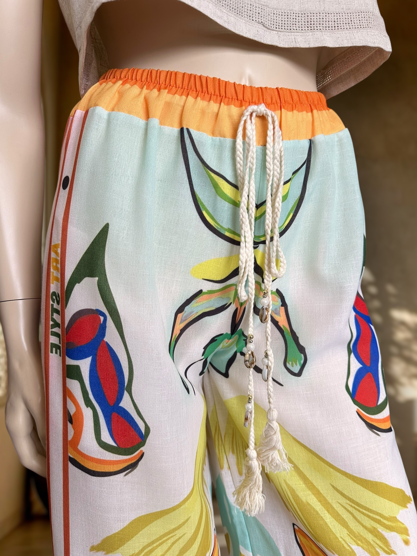 Pantalón Italiano Estampado Naranjo