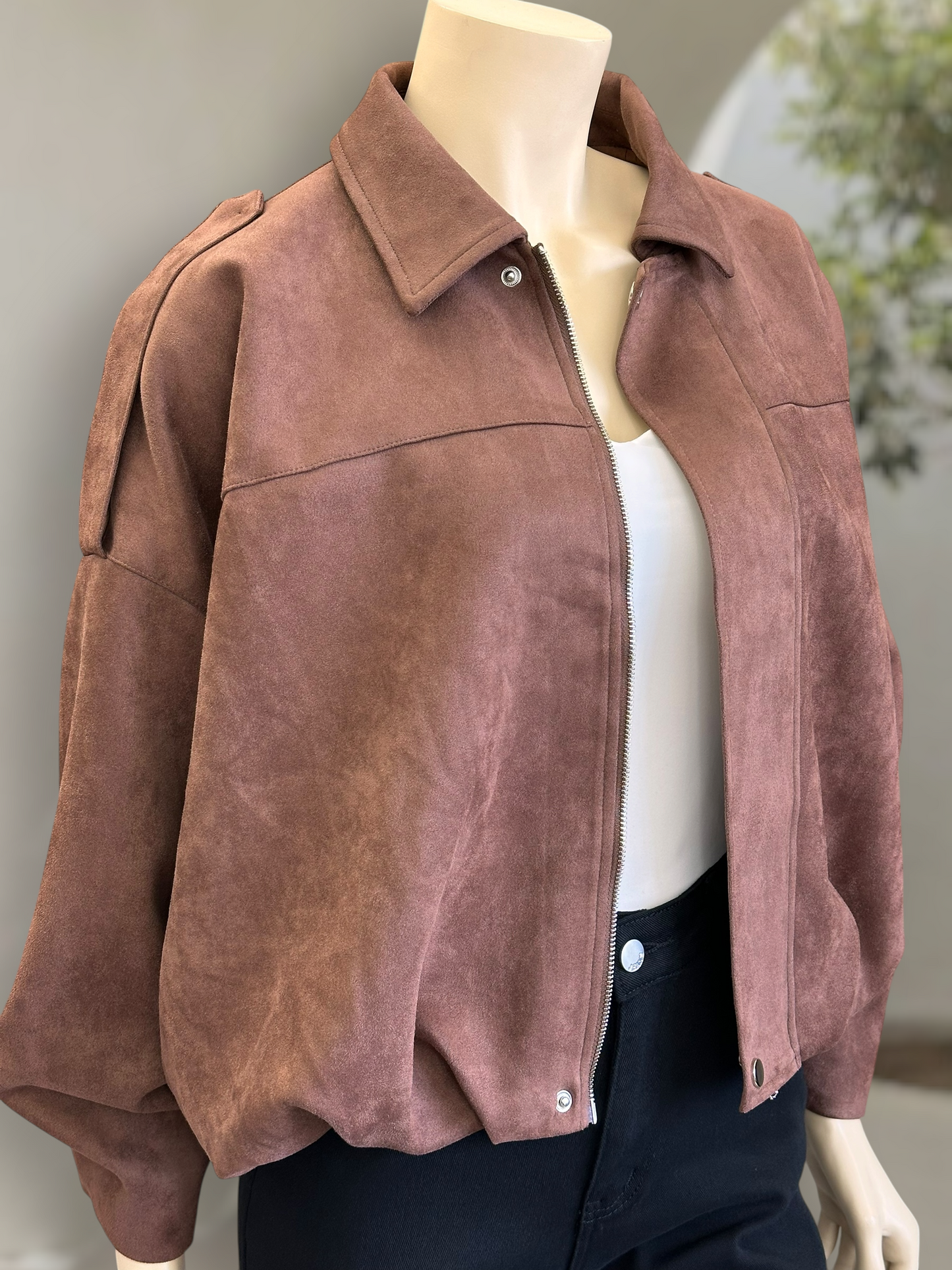 Chaqueta Suede Oversize Café