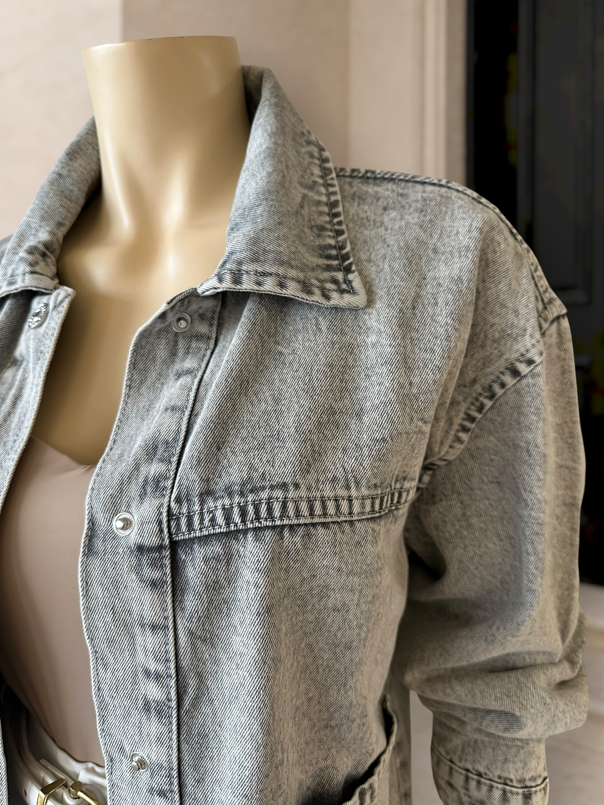 Chaqueta Denim Oversize Gris