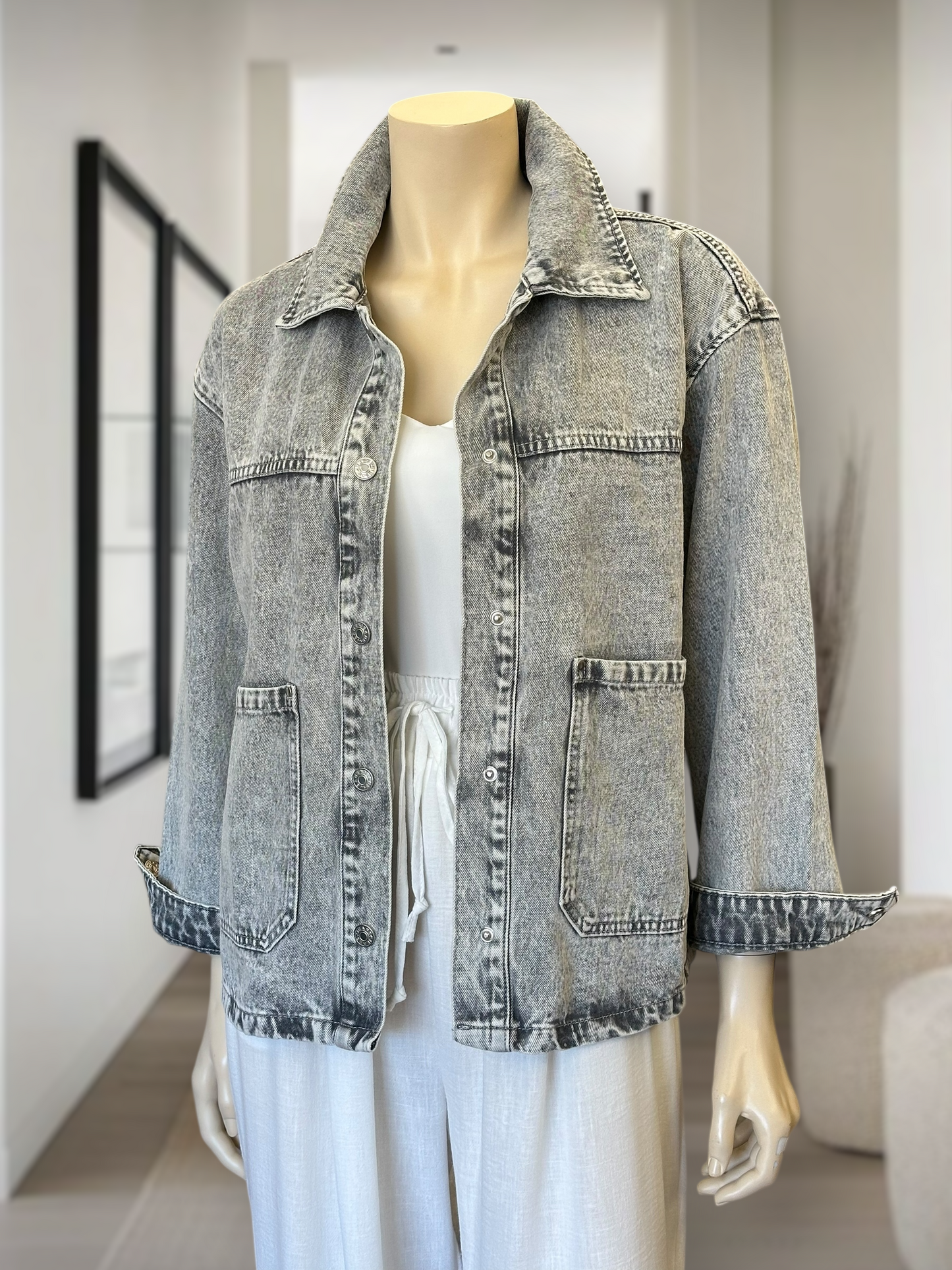 Chaqueta Denim Oversize Gris