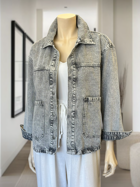 Chaqueta Denim Oversize Gris