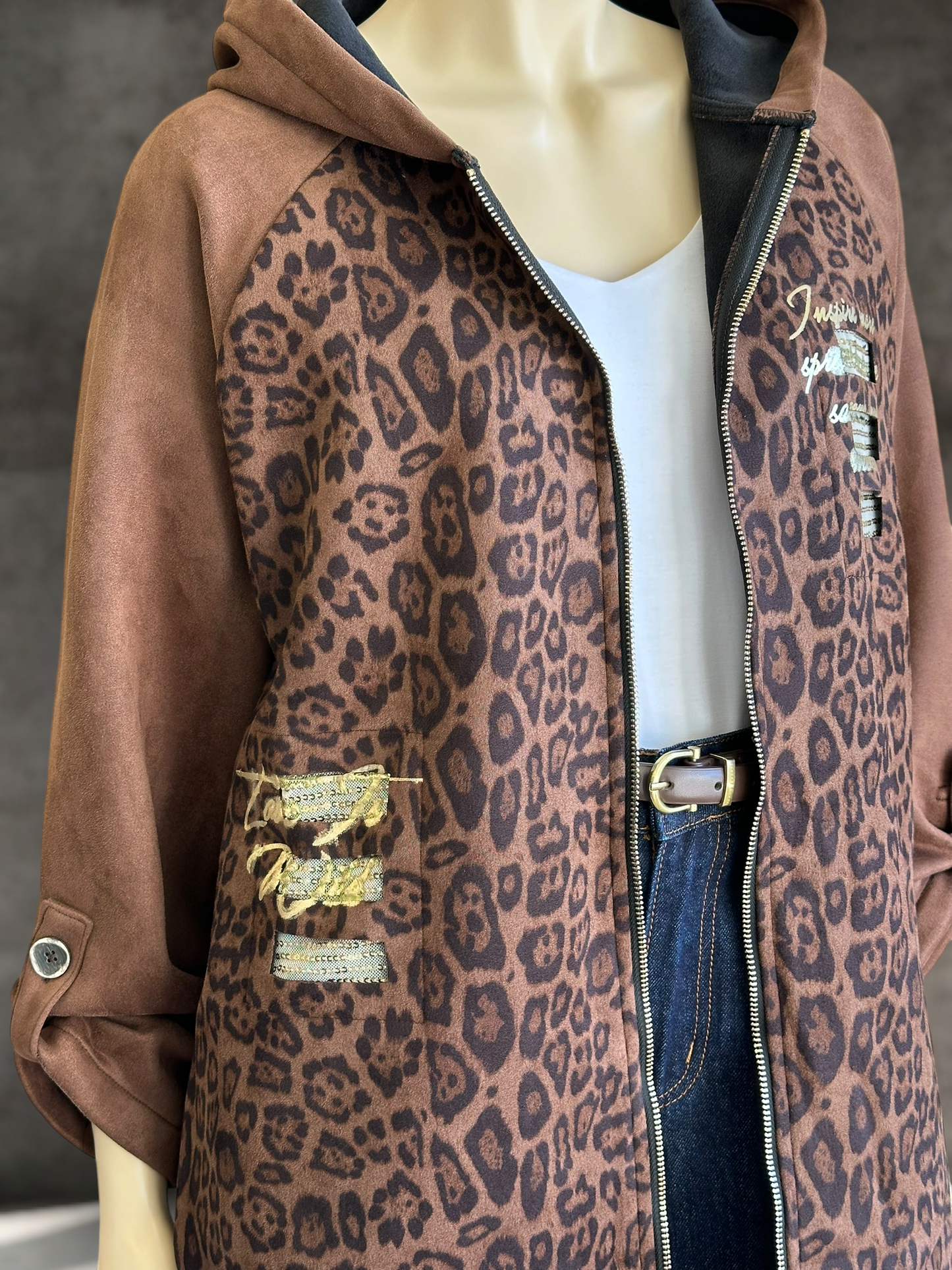 Chaqueta Suede Leopard Chocolate