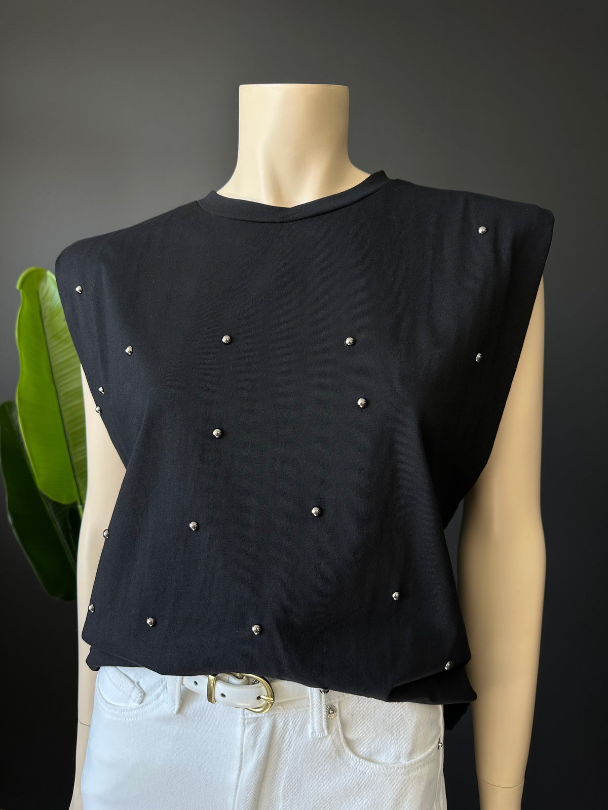 Polera con Hombreras Negro