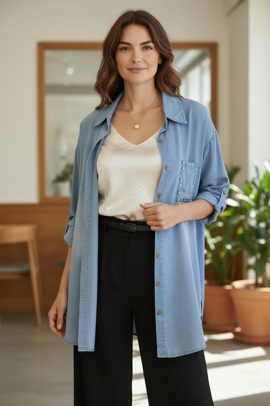 Blusón Mezclilla Celeste - Diseño Italiano