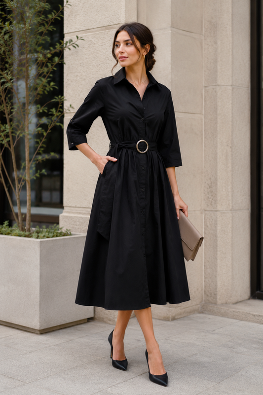 Vestido Camisero Olivia Negro