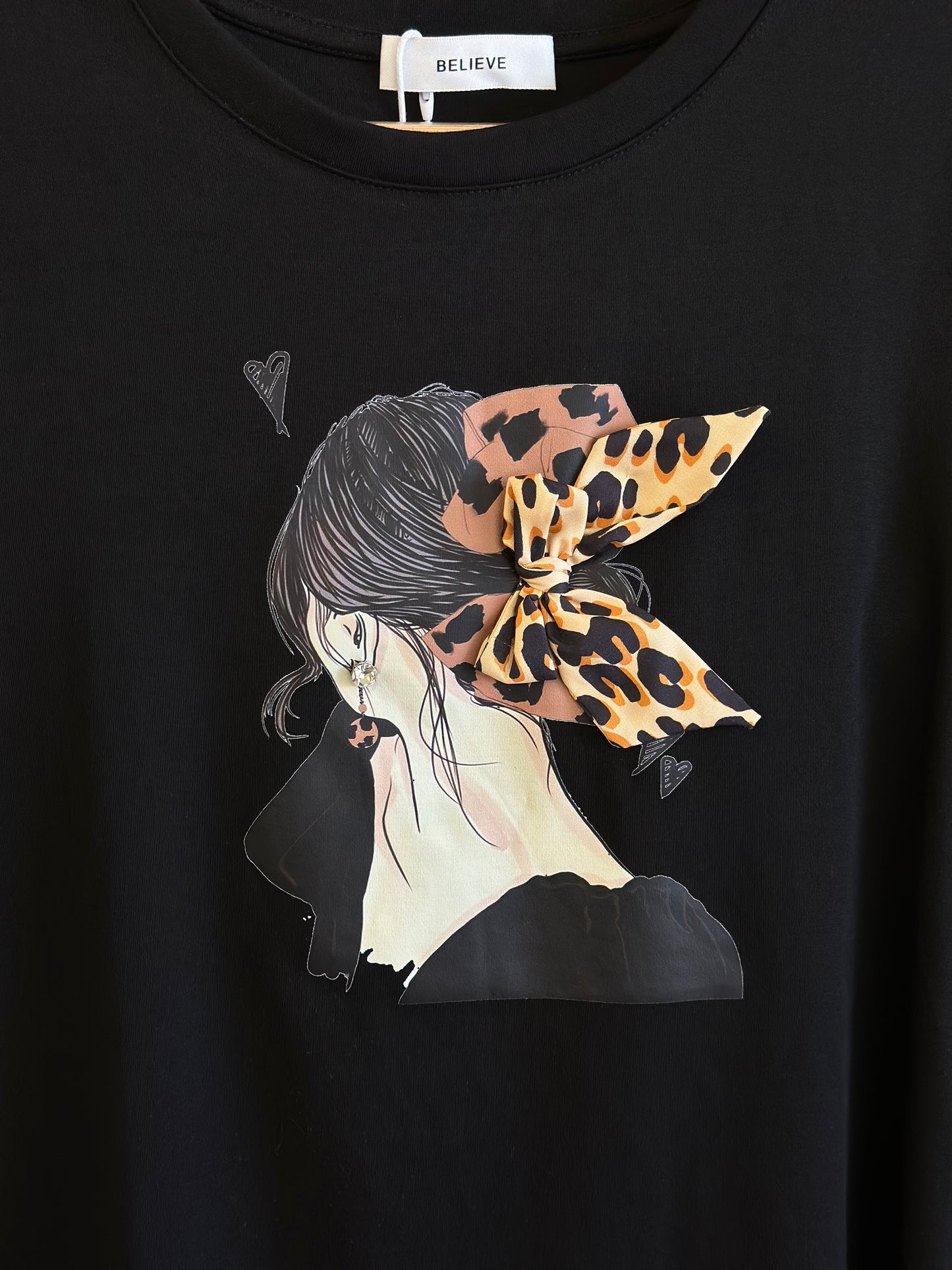 Polera Leopard Bow Negro