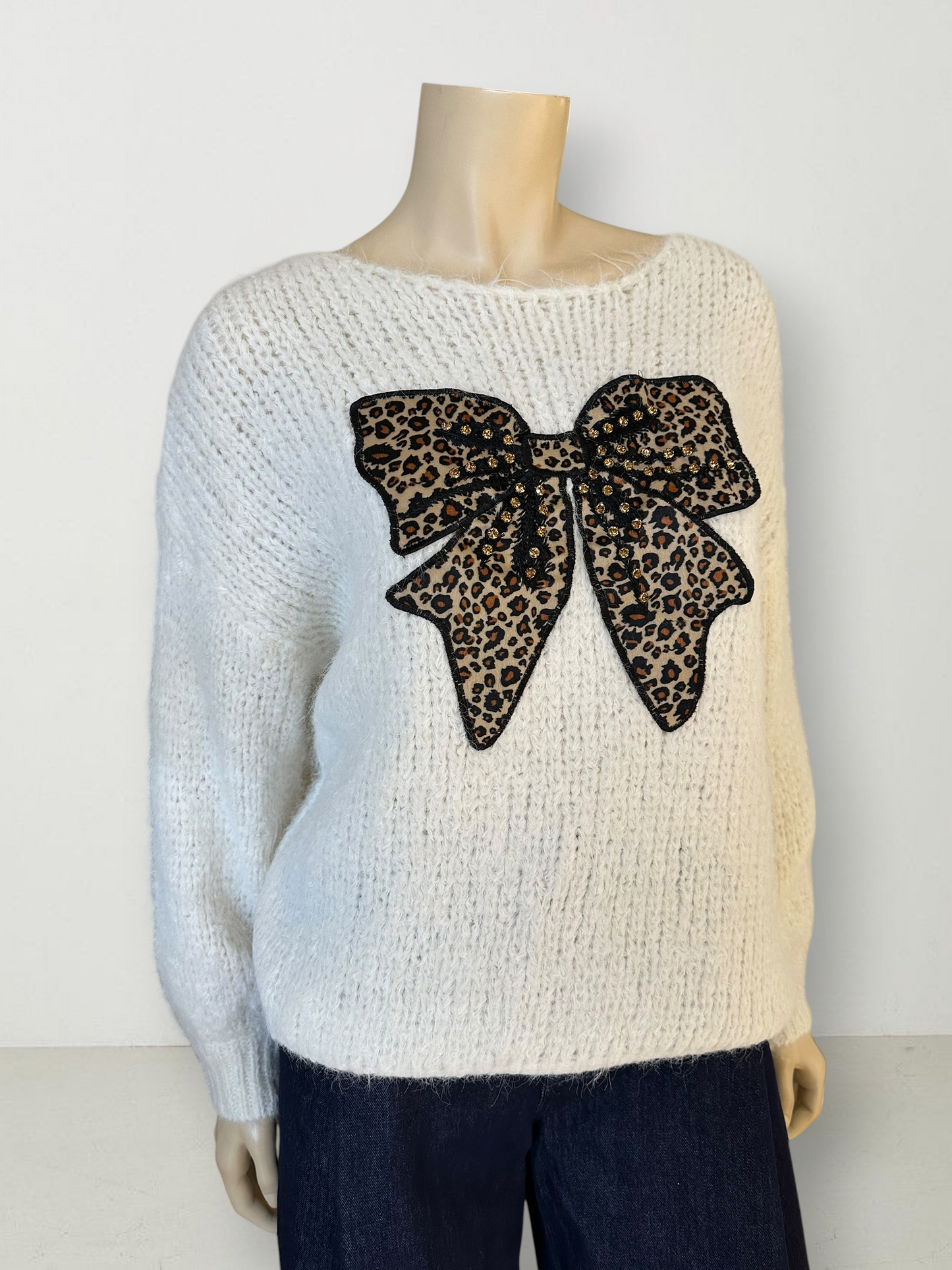 Sweater Lazo Animal Print Crudo