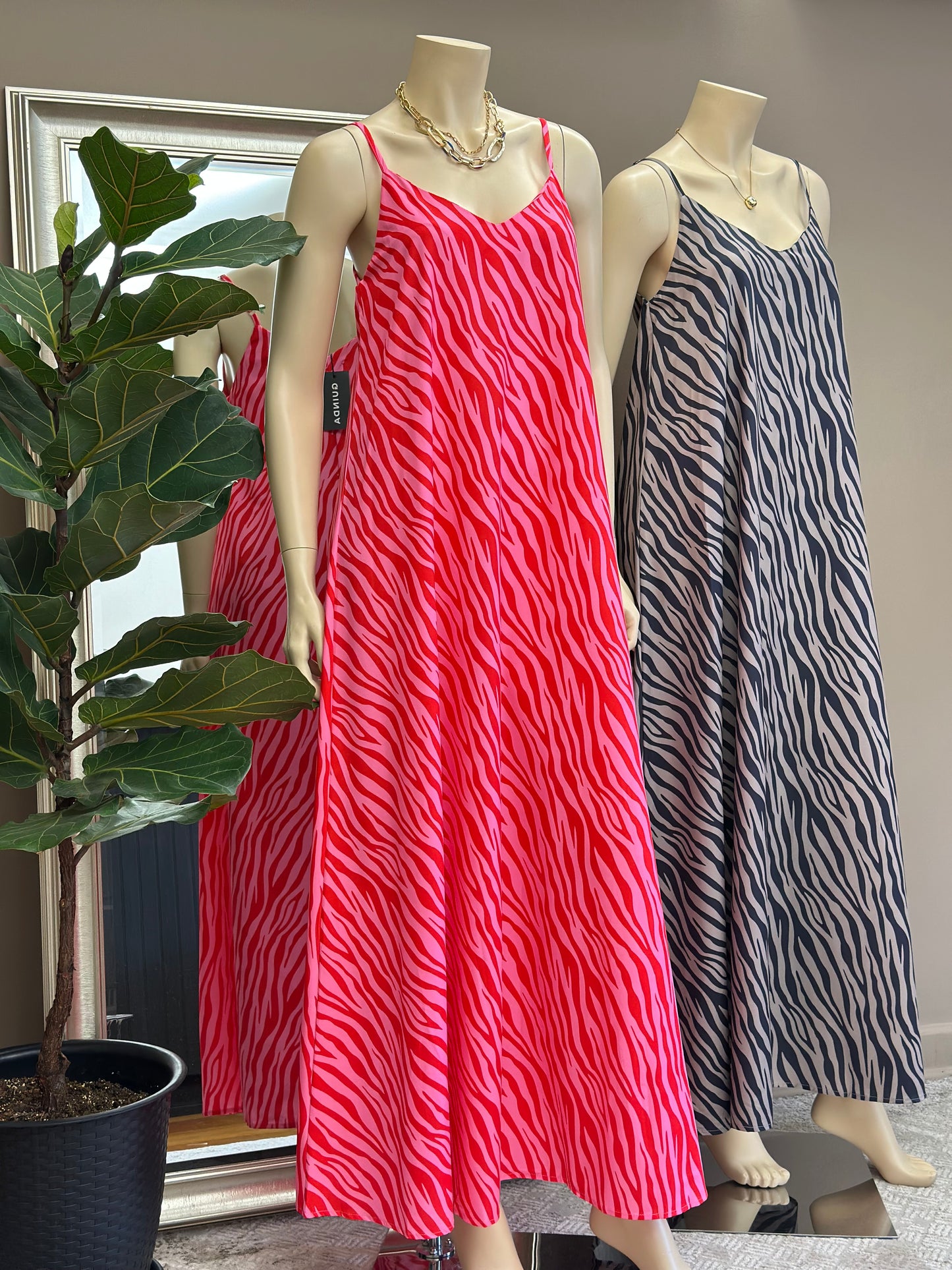 Maxi Vestido Animal Print Rojo Mix