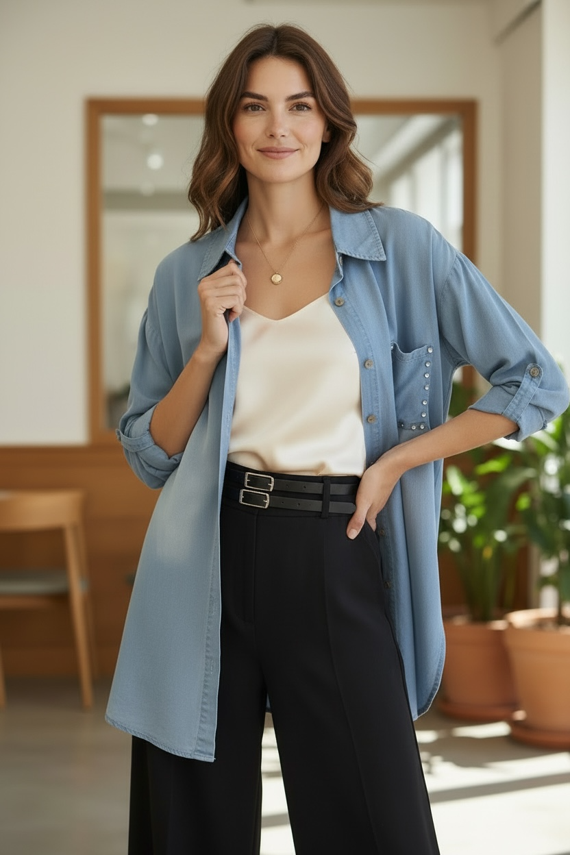 Blusón Mezclilla Celeste - Diseño Italiano