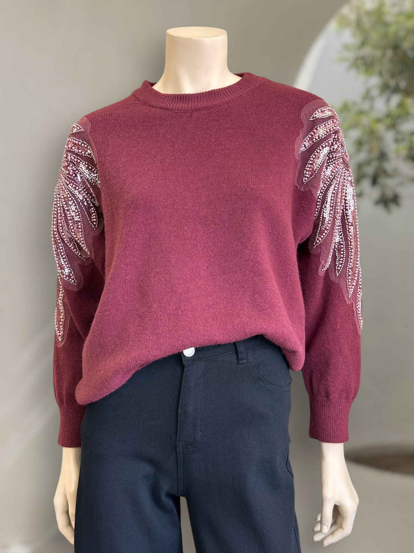 Sweater Pearl Borgoña