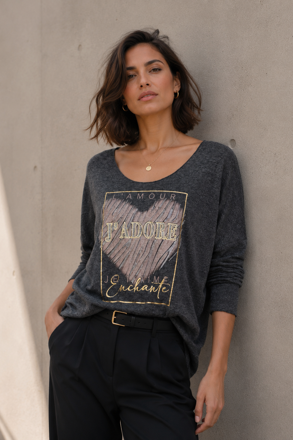 Polera Hilo Spandex J’Adore Grafito