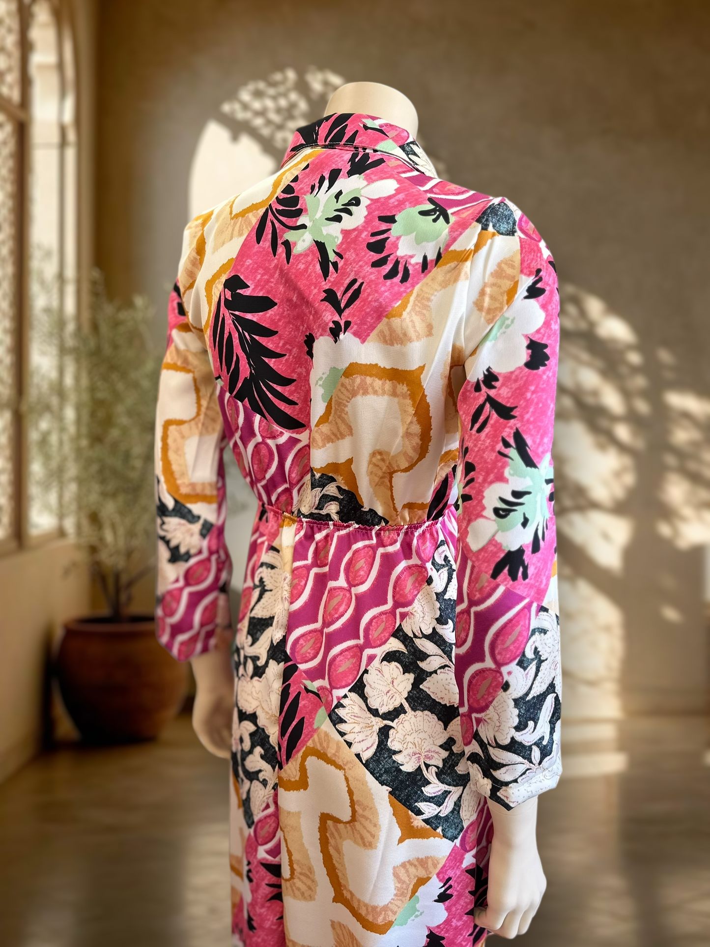 Vestido Satin Patch Rosa Mix