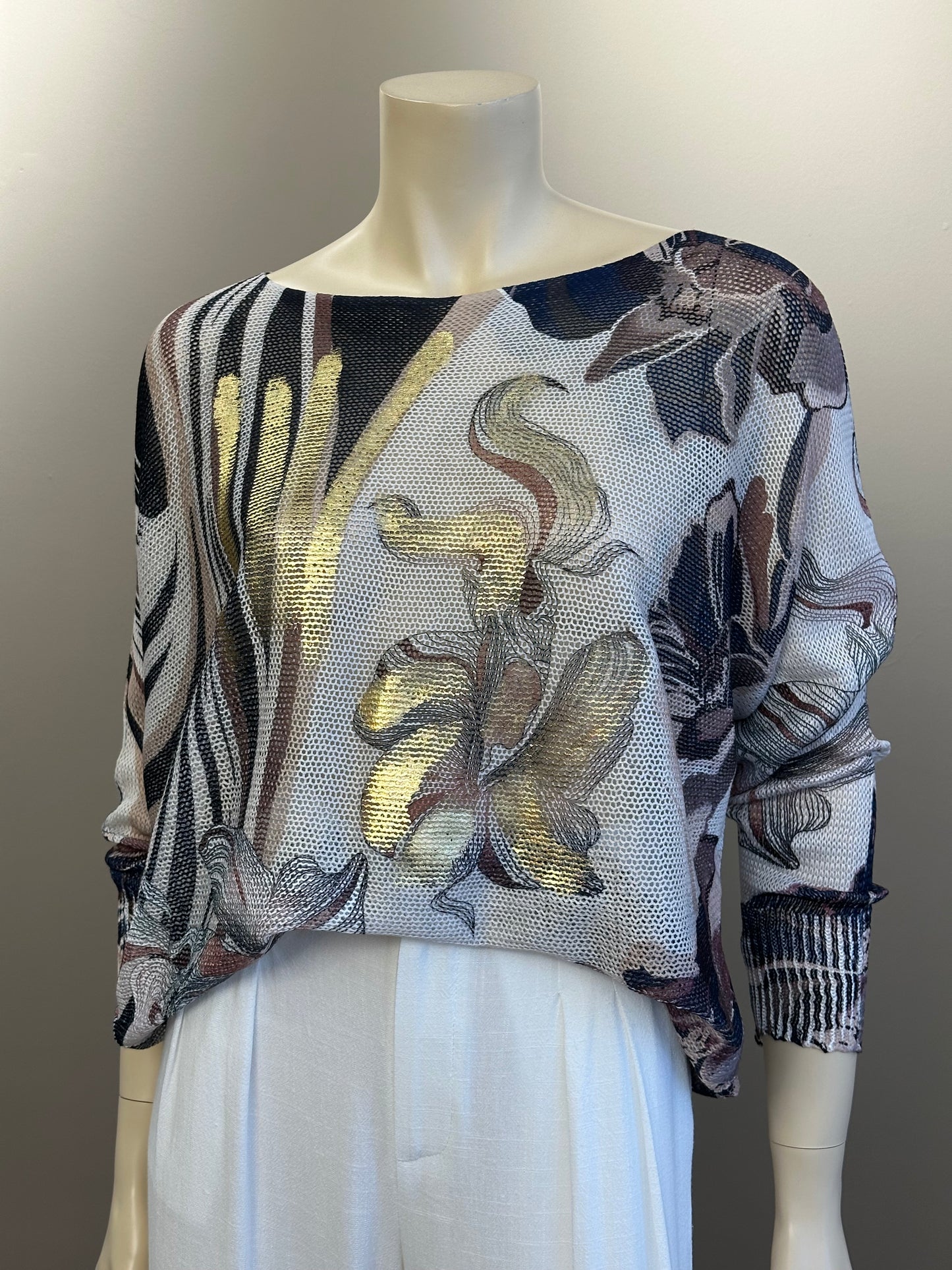 Sweater Hilo Italiano Flor Azul Mix