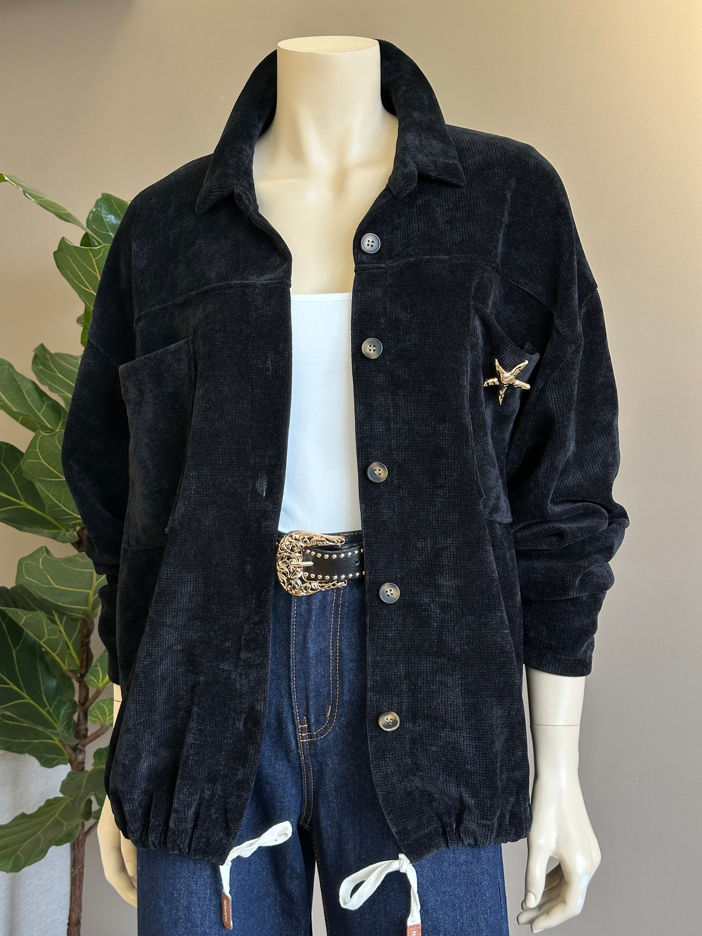 Chaqueta Cotelé Italiana Oversize Negro