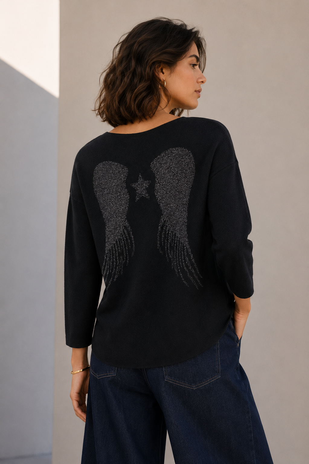 Sweater Alas Lurex Negro