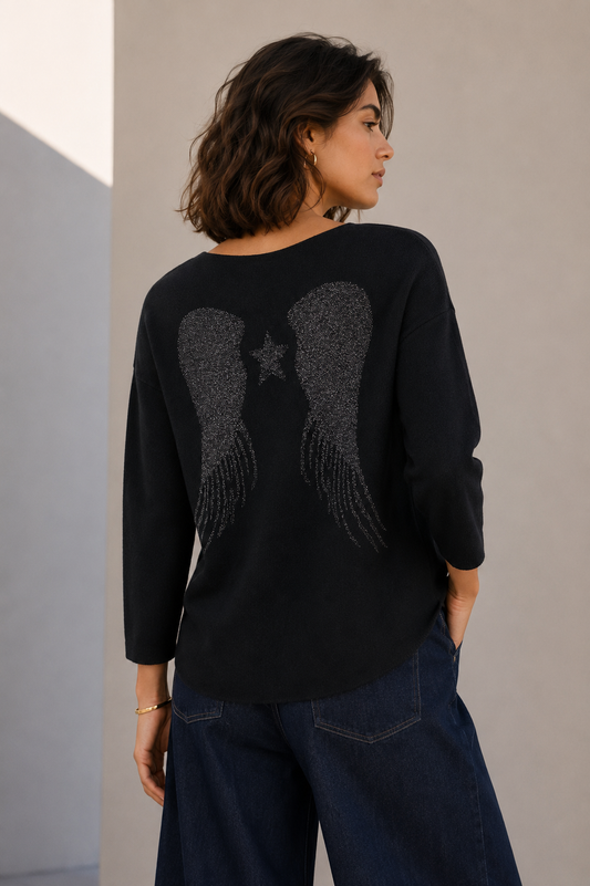 Sweater Alas Lurex Negro