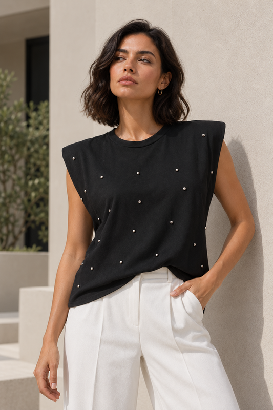Polera con Hombreras Negro