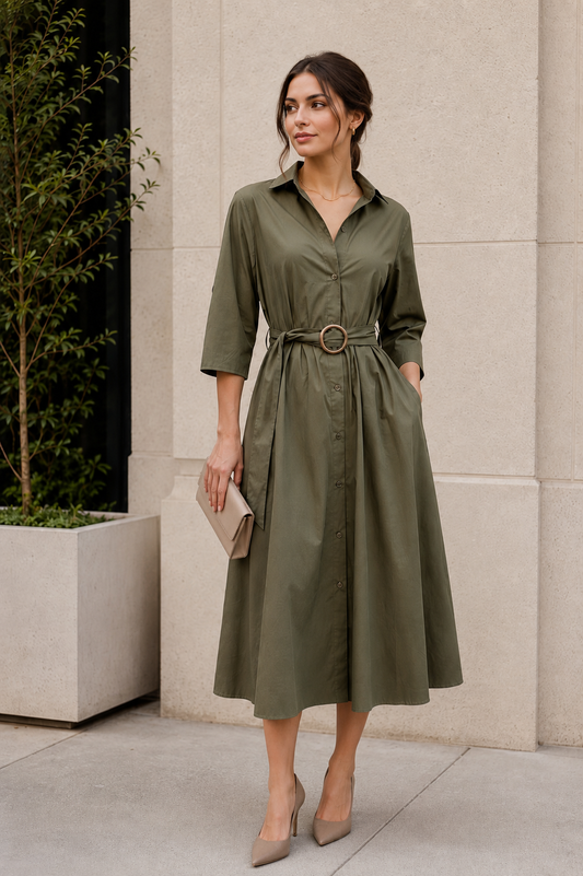 Vestido Camisero Olivia Verde