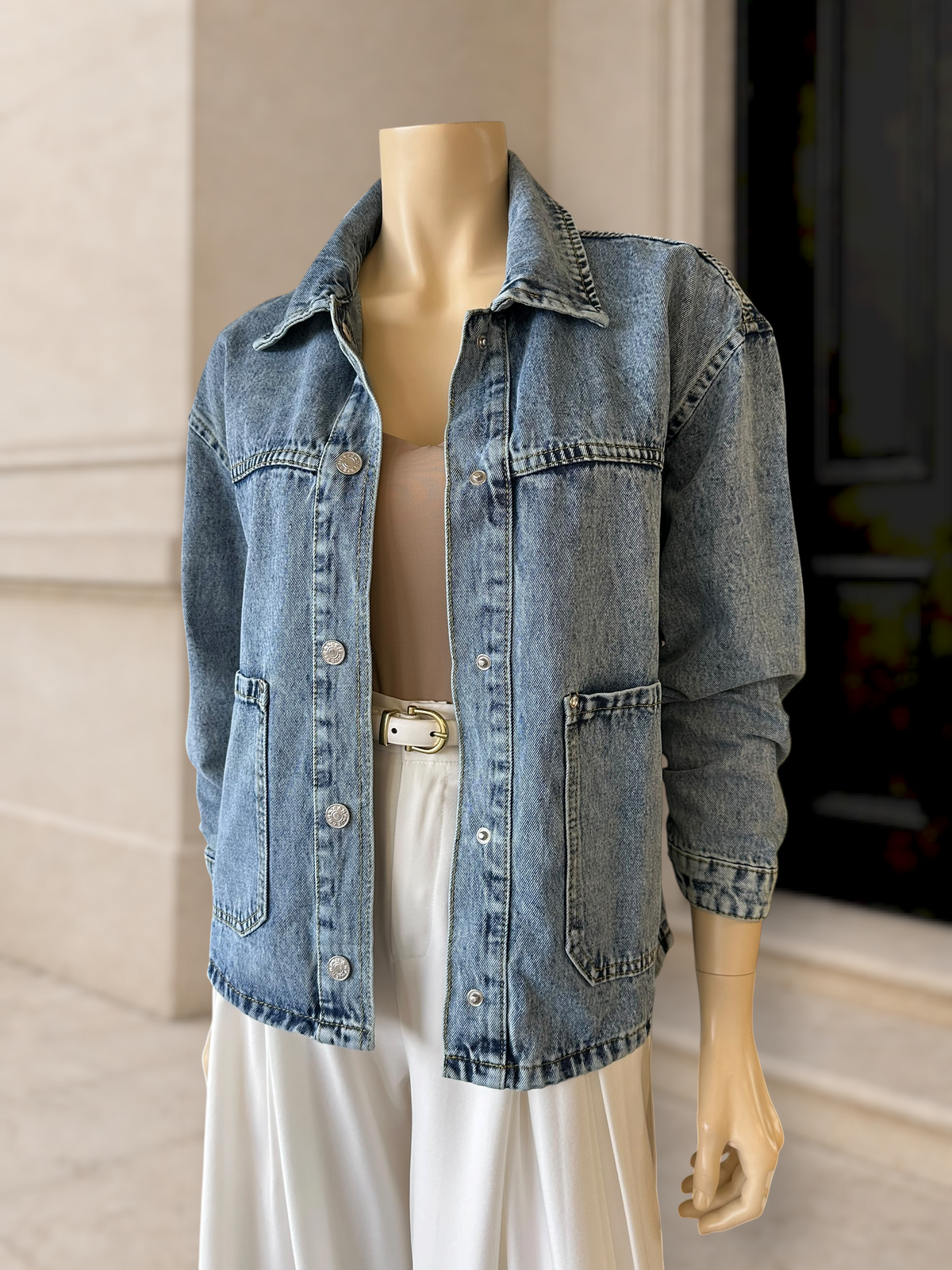Chaqueta Denim Oversize Celeste
