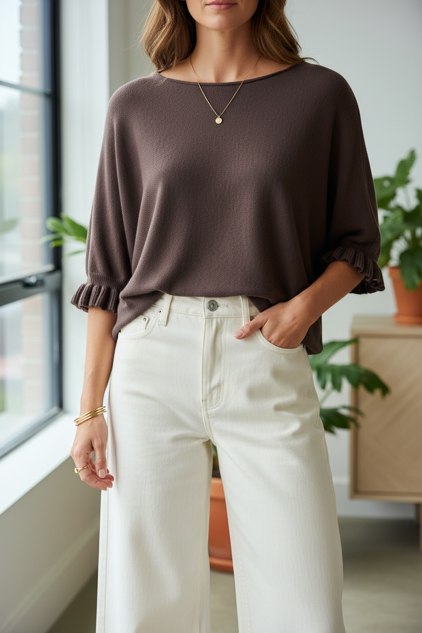 Sweater Volantes Soft Touch Chocolate