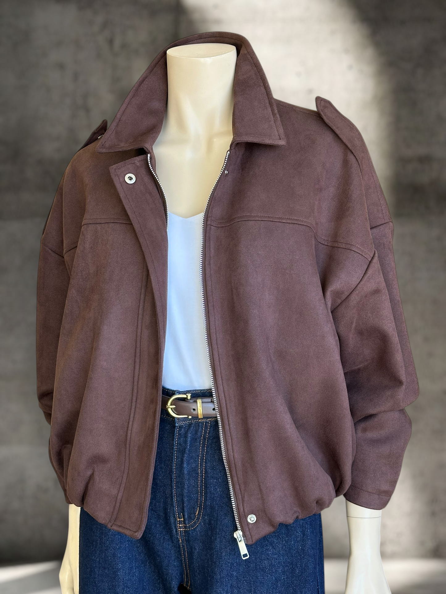 Chaqueta Roma Suede Bomber Chocolate