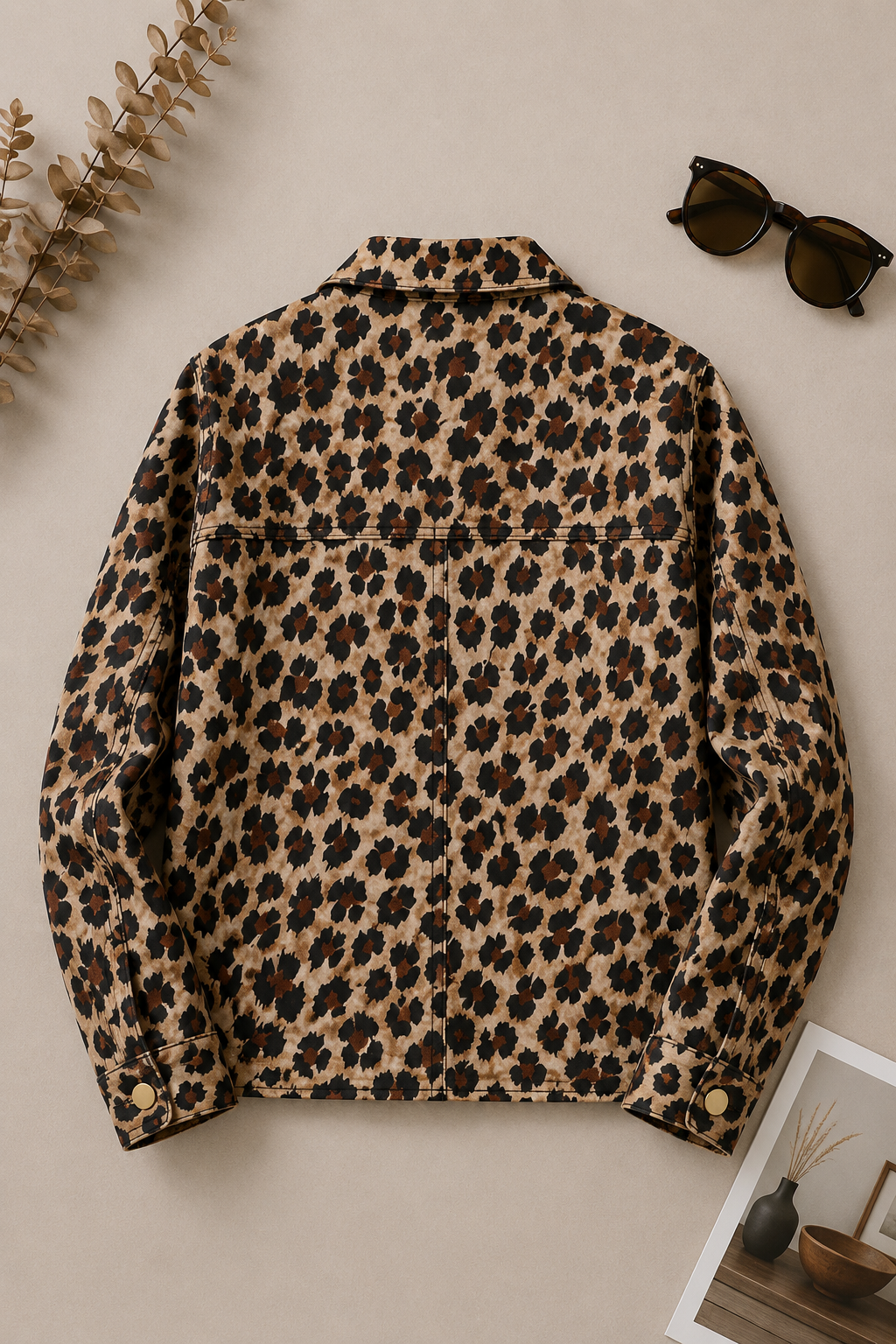 Chaqueta Suede Animal Print Beige