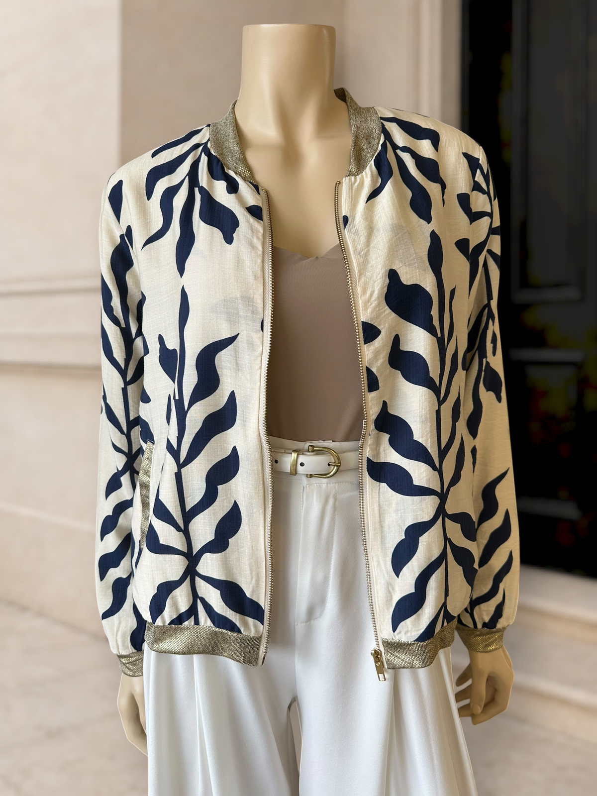 Bomber Estampado Botánico Azul