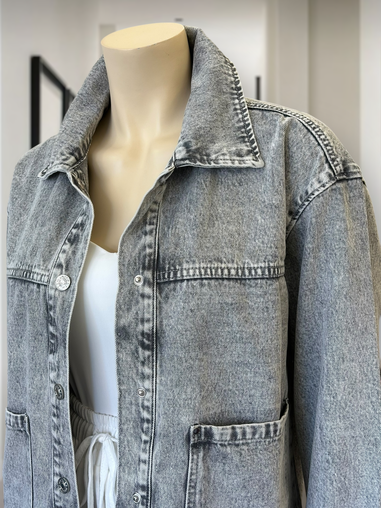 Chaqueta Denim Oversize Gris