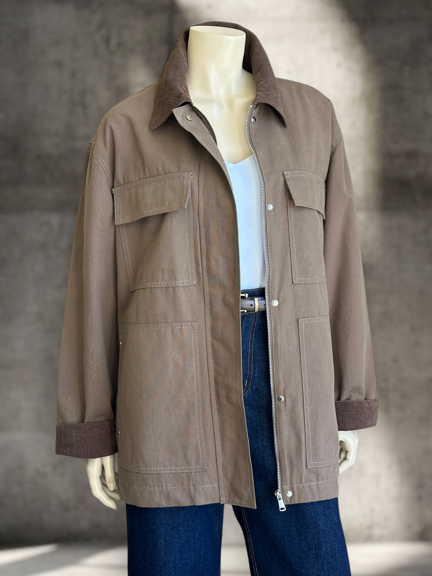 Chaqueta Torino Gabardina Café Tabaco