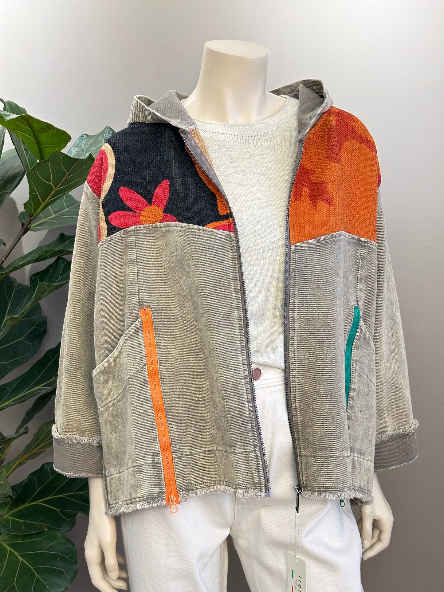 Chaqueta Oversize Mezclilla Combinada Arena